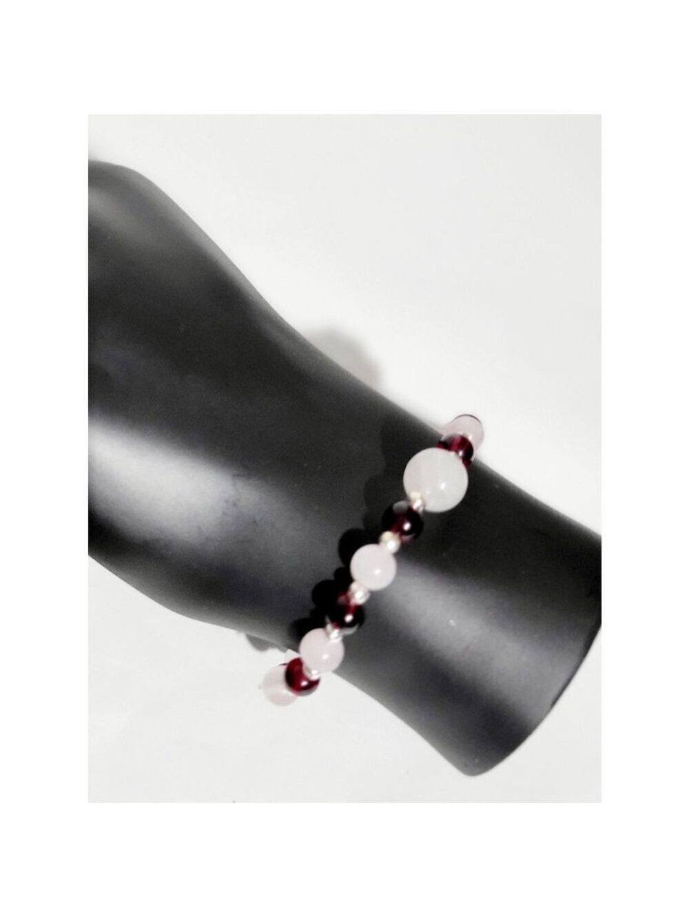Rose Quartz Garnet Crystal Bracelet